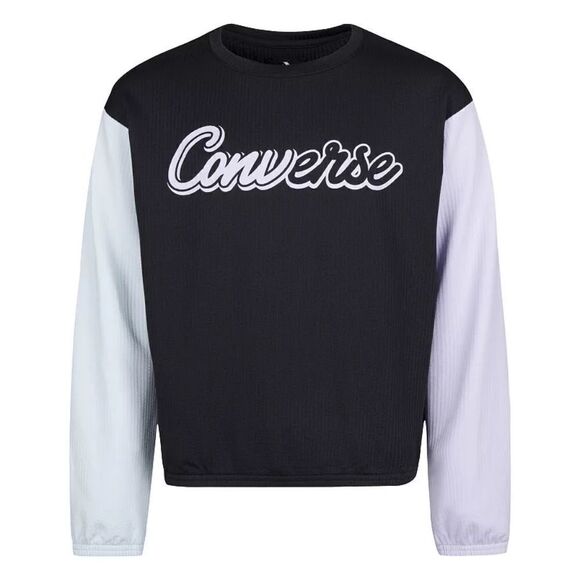 Girls Size Medium (10-12 Years) Converse Relaxed Long Sleeve Blocked Graphic Tee - Picture 1 of 13